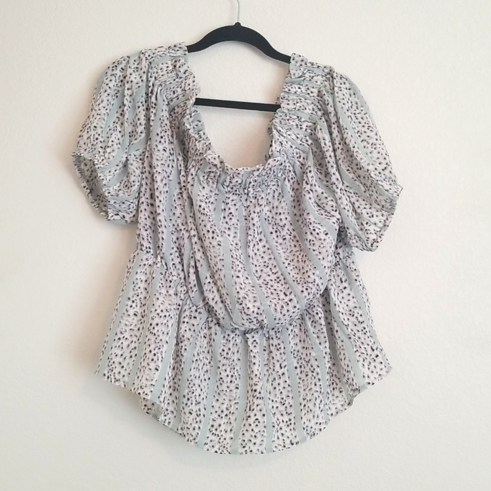 OHS plus off shoulder blouse mint stripe 3x